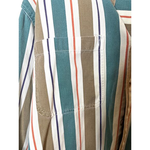 Natural Elements Striped Button Front Cotton Shirt Large - Picture 3 of 7